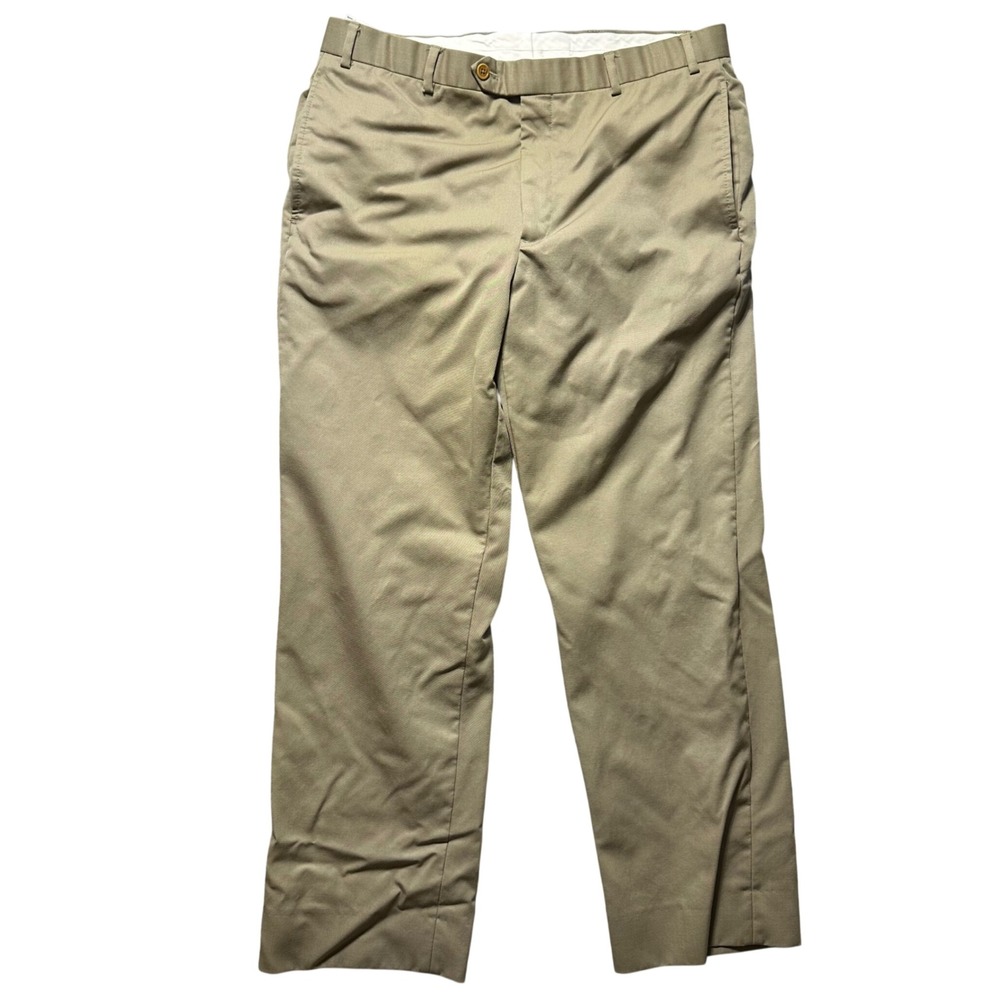 Brooks Brothers 346 Madison Fit Mens Khaki Chinos Dress Pants W35 L30 Wool Blend